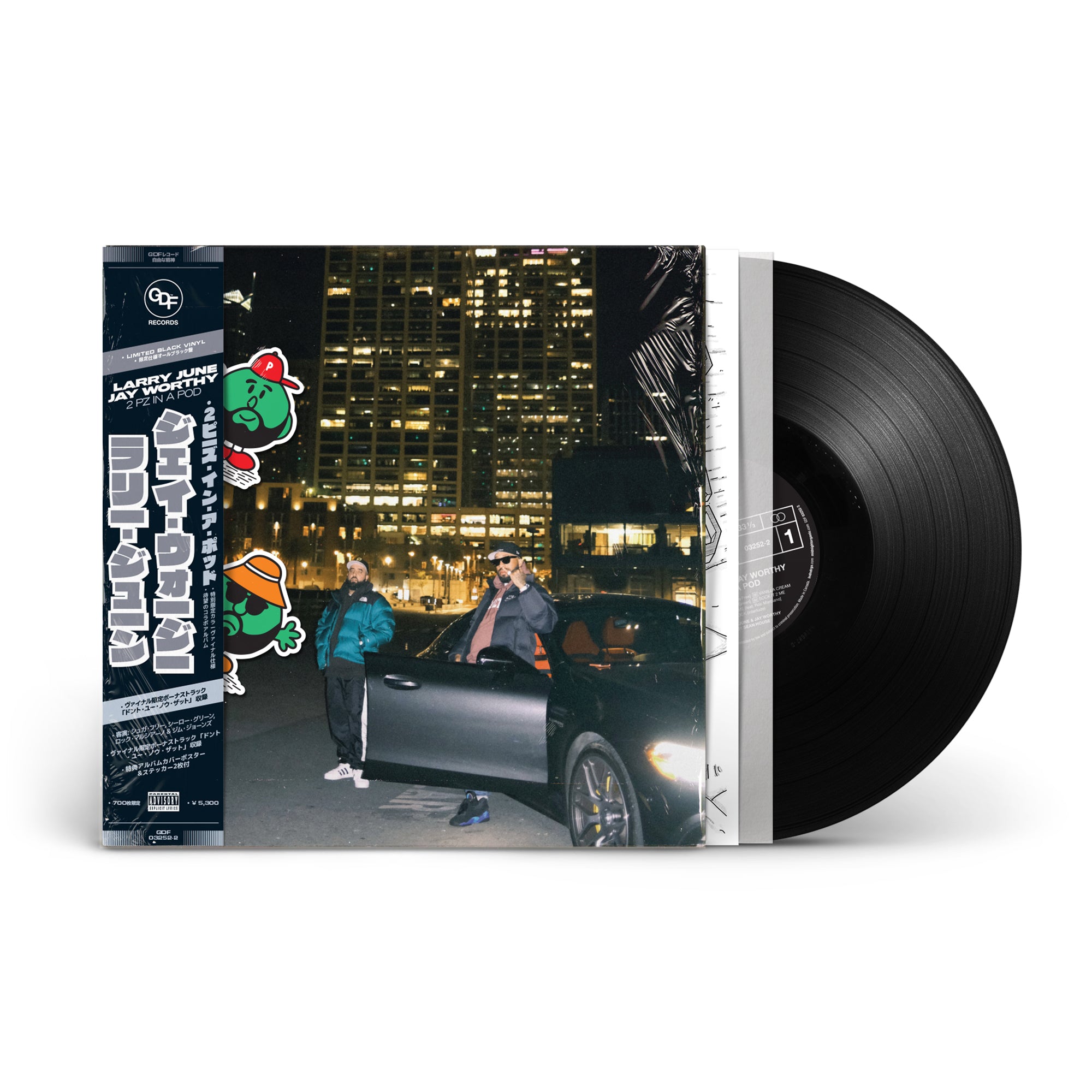 Larry June & Jay Worthy '2 P'z In A Pod' Limited Edition Deluxe Black Vinyl w/ Obi Strip, Stickers & Poster